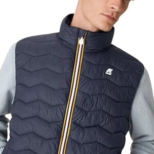 K-Way VALEN Men XL Blue DEPTH Vest QUILTED WARM Full Zip ECO-FRIENDLY SLIM ITALY